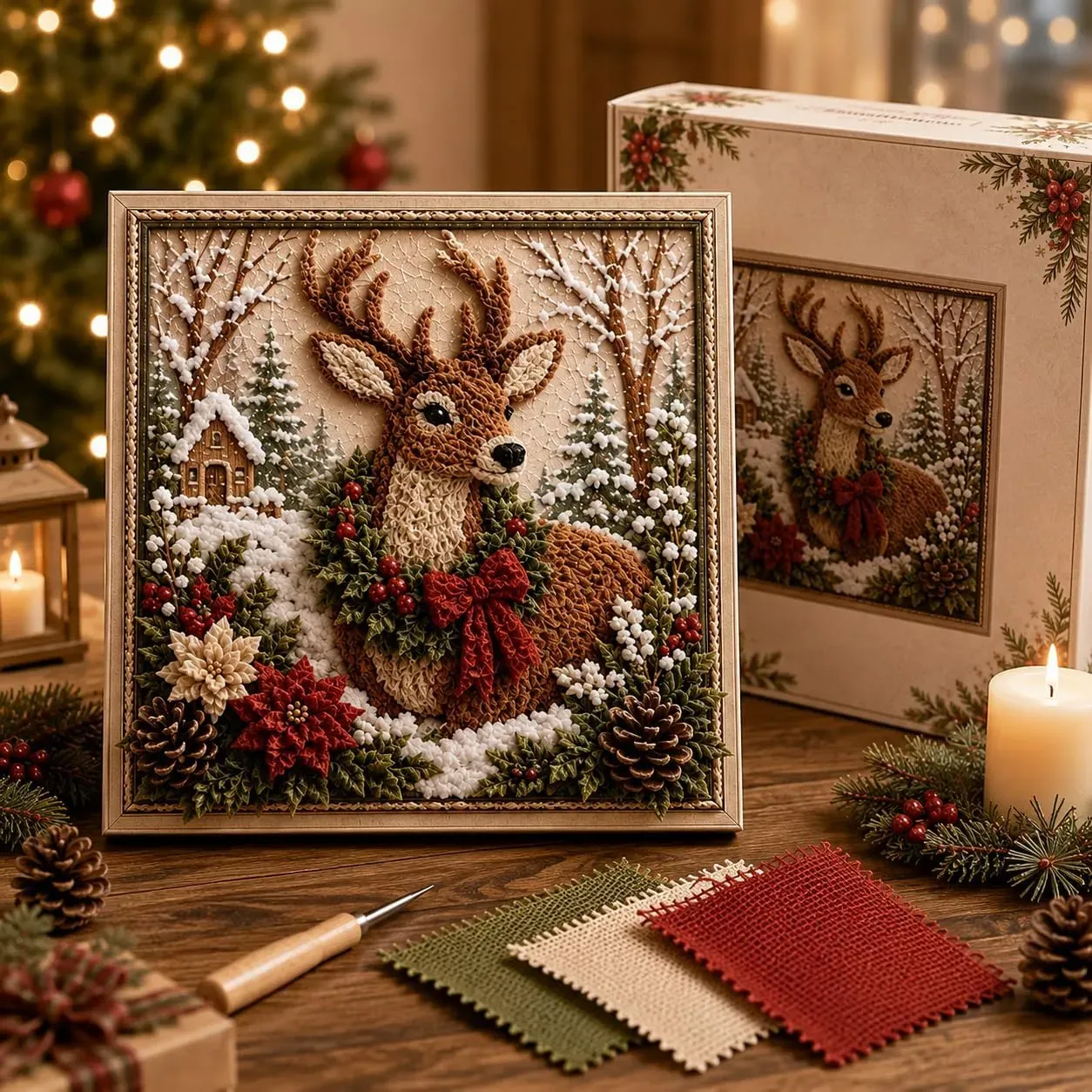 🖼️Early Christmas Promotion 49% OFF-3D Christmas Fabric Poke Art Kit