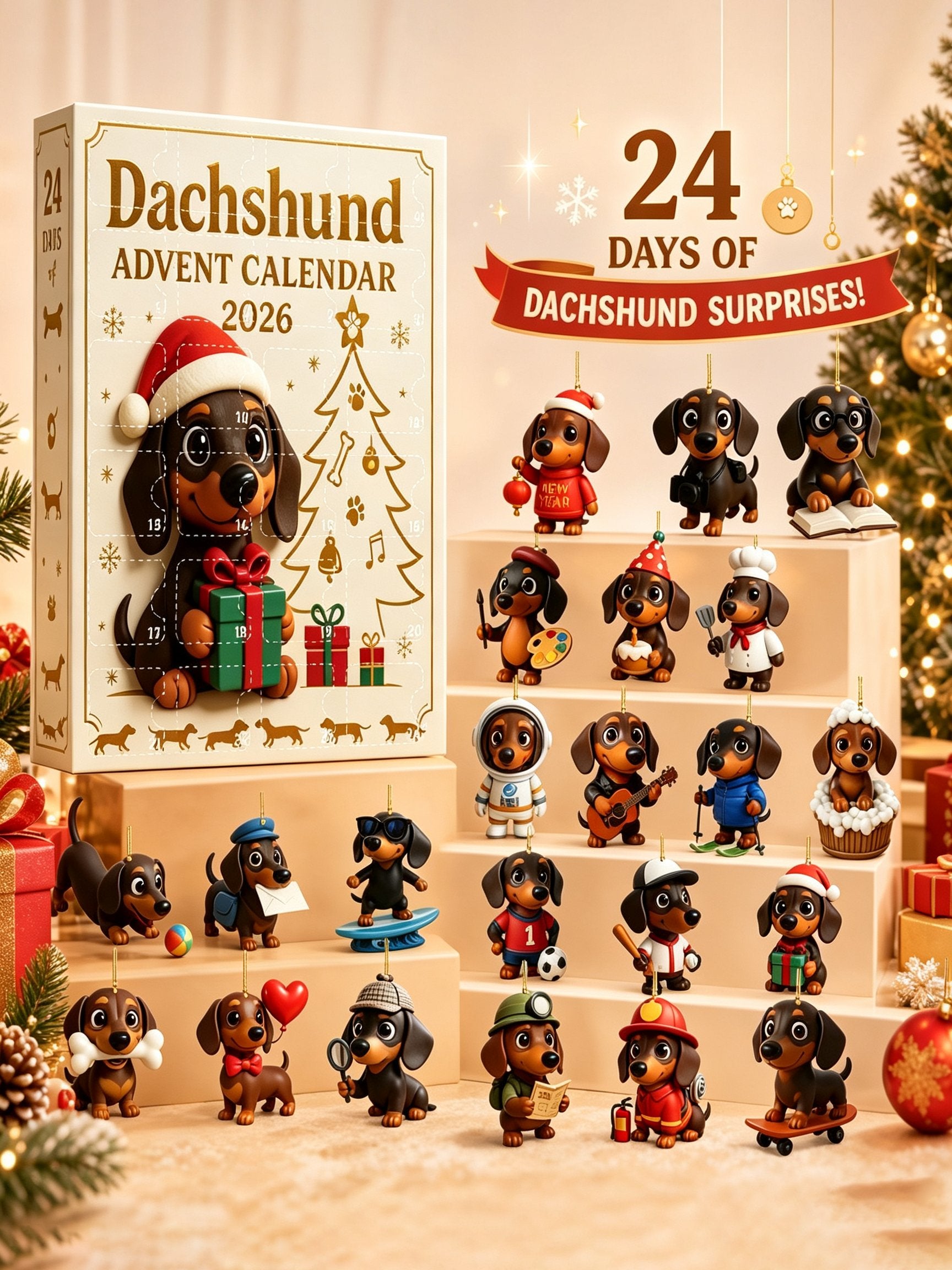 🎄Early Christmas Promotion 49% OFF🎄2026 Christmas Fun Dachshund Countdown Calendar Blind Box