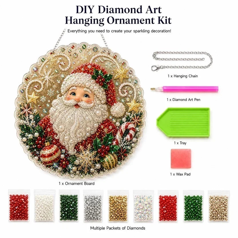 🎅Christmas Pre Sale ￡14.99!!🎄Christmas Pearl Diamond Art Hanging Ornament Kit | Resistant Non-Fading Pearl Beads DIY Handmade Holiday Hanging Decor 🎅💎