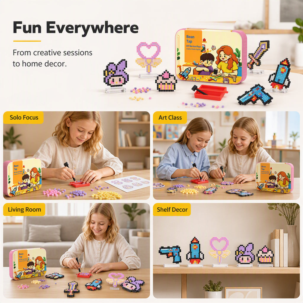 ⏳LAST DAY SALE ONLY￡39.99!🔥✨No-Iron DIY Pixel Beads Craft Kit