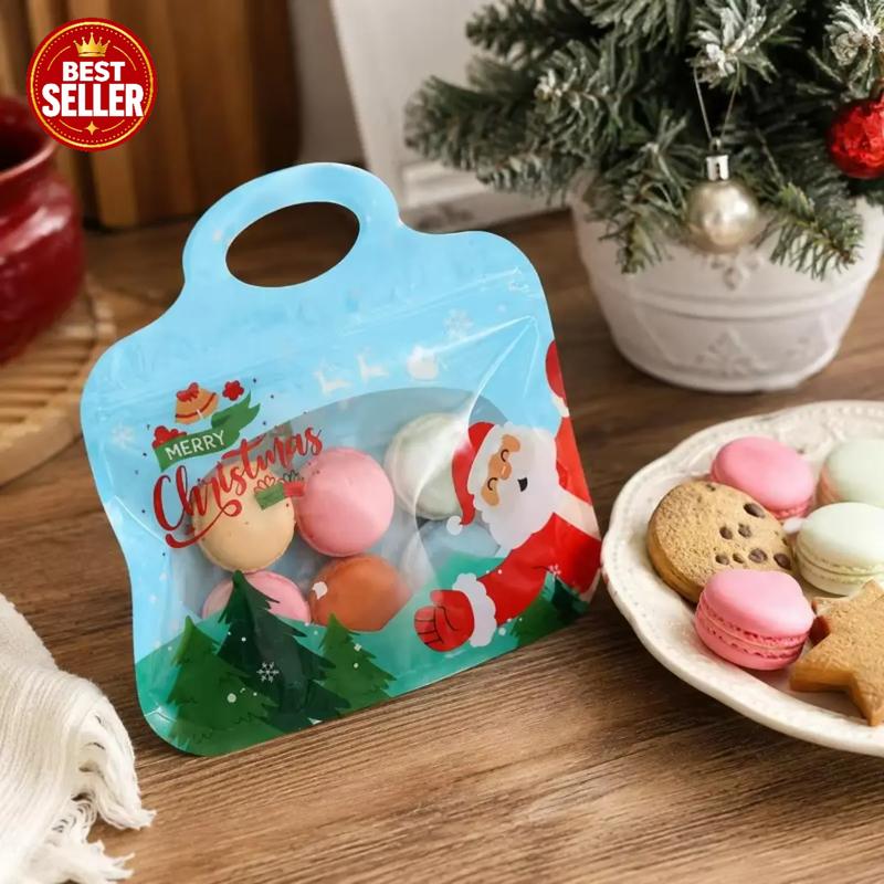 🎅LAST DAY SALE 49% OFF!!🎁Easy Fill, Easy Seal🎄 Festive Self-Seal Treat Bags – Santa & Snowman Print | Resealable, Food-Safe & Perfect for Cookies, Chocolates & Little Gifts⛄