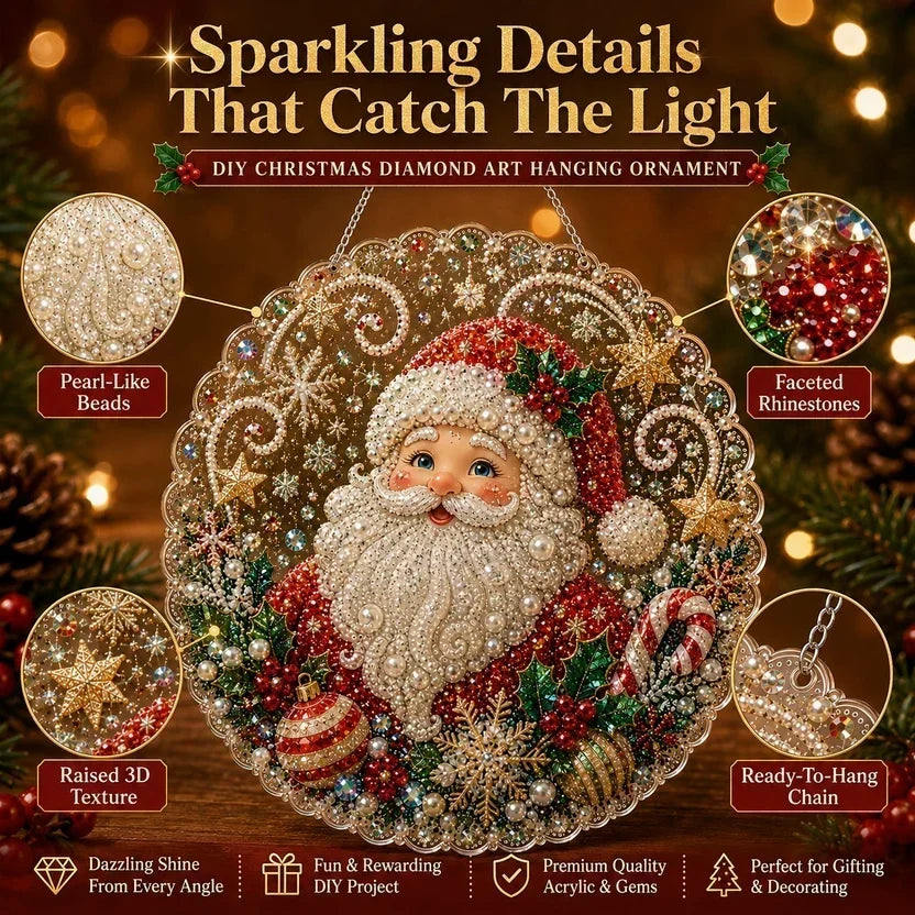 🎅Christmas Pre Sale ￡14.99!!🎄Christmas Pearl Diamond Art Hanging Ornament Kit | Resistant Non-Fading Pearl Beads DIY Handmade Holiday Hanging Decor 🎅💎