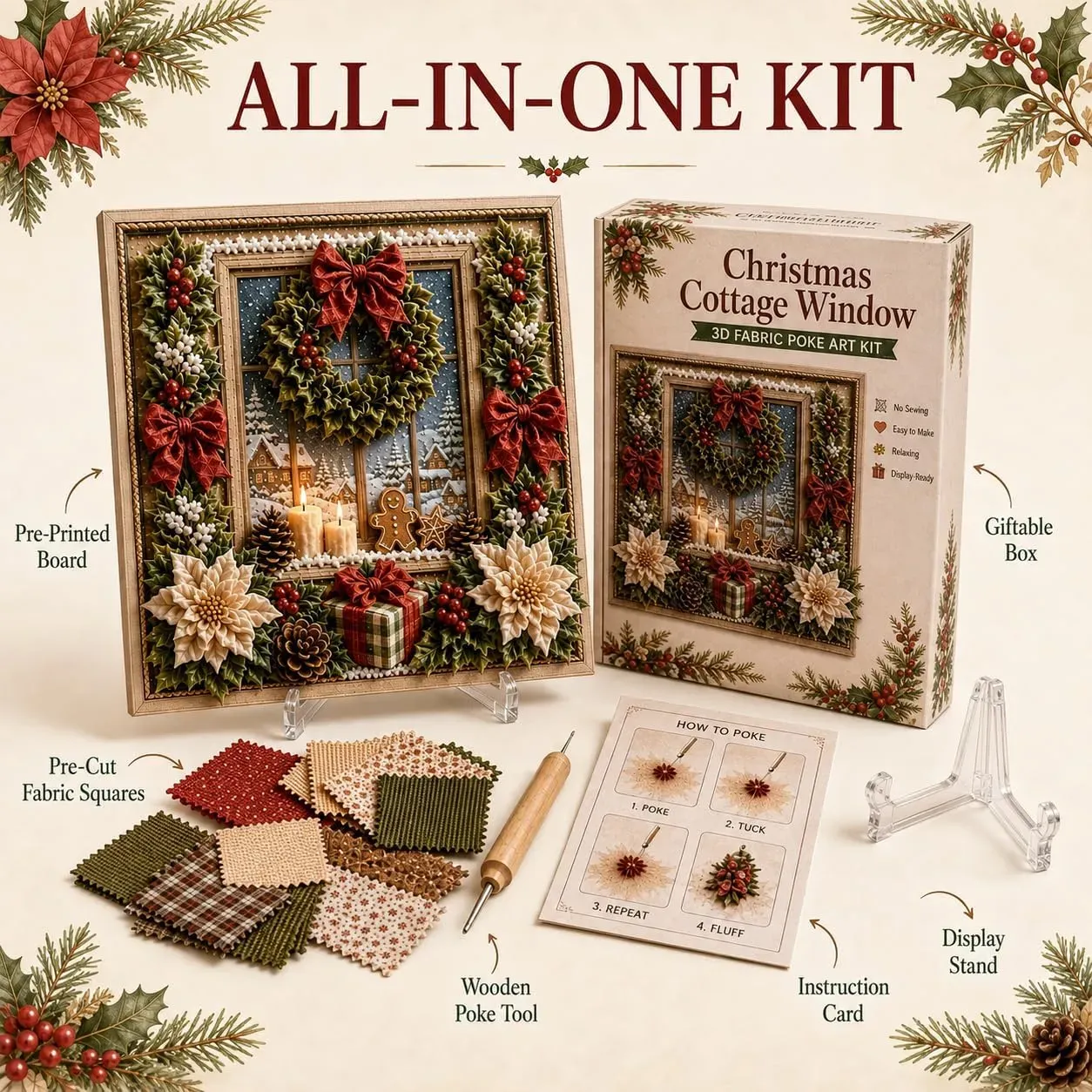 🖼️Early Christmas Promotion 49% OFF-3D Christmas Fabric Poke Art Kit