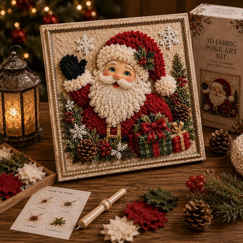 🖼️Early Christmas Promotion 49% OFF-3D Christmas Fabric Poke Art Kit