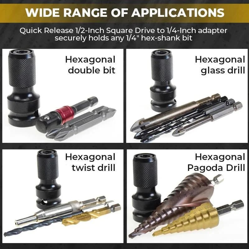 🔧 BUY 1 GET 1 FREE 💥 1/4" Hex Shank Socket Converter – 1/2" to 1/4", Quick Release ⚙️
