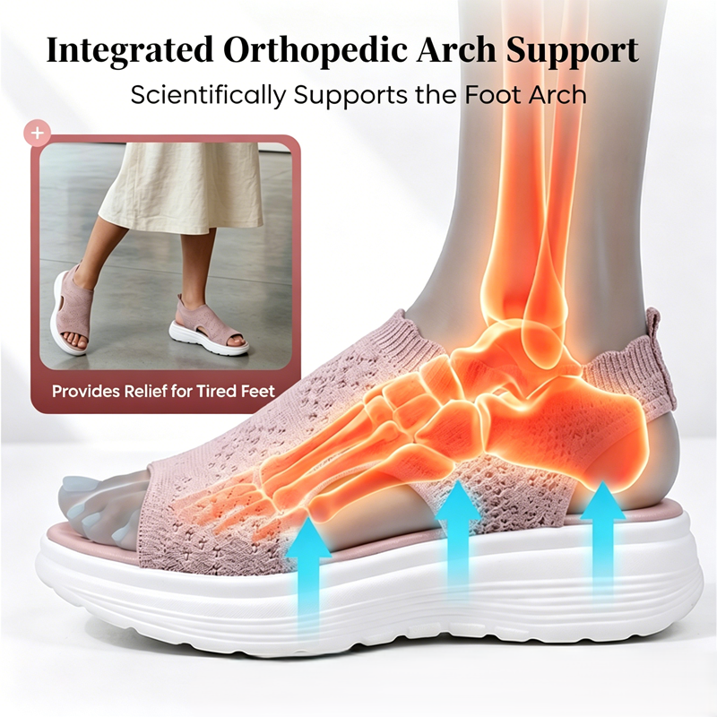 ⏳Time-Limited Special Price: ￡23.99!!🎁Women’s Knit Platform Sandals – Lightweight, Breathable & Arch-Supported 🏝️☁️  Cushioned Memory Foam Footbed • Non-Slip Sole • All-Day Comfort for Summer Walks, Holidays & City Days 🎁🇬🇧