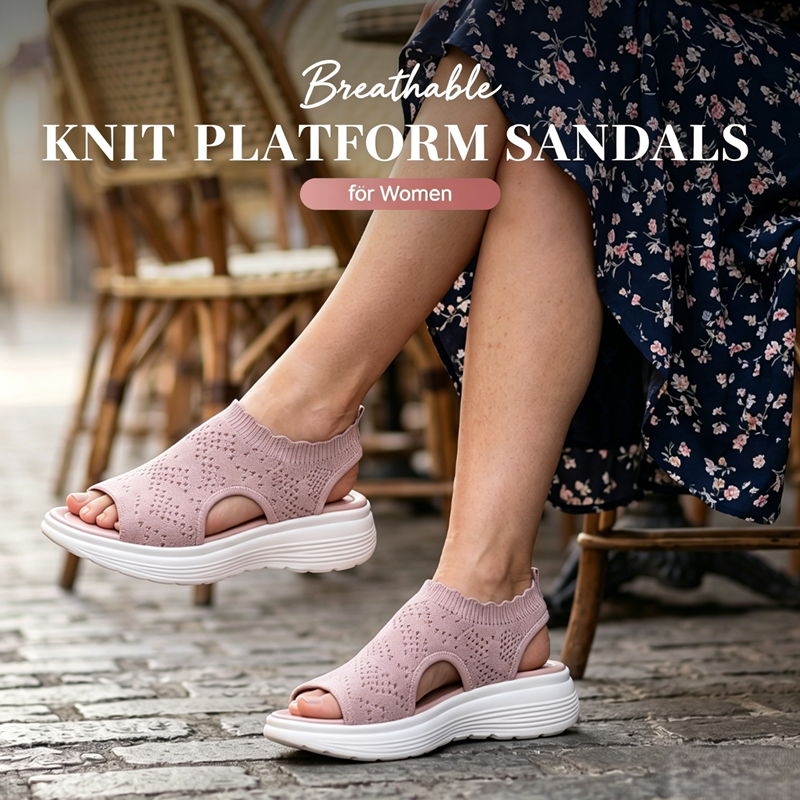 ⏳Time-Limited Special Price: ￡23.99!!🎁Women’s Knit Platform Sandals – Lightweight, Breathable & Arch-Supported 🏝️☁️  Cushioned Memory Foam Footbed • Non-Slip Sole • All-Day Comfort for Summer Walks, Holidays & City Days 🎁🇬🇧