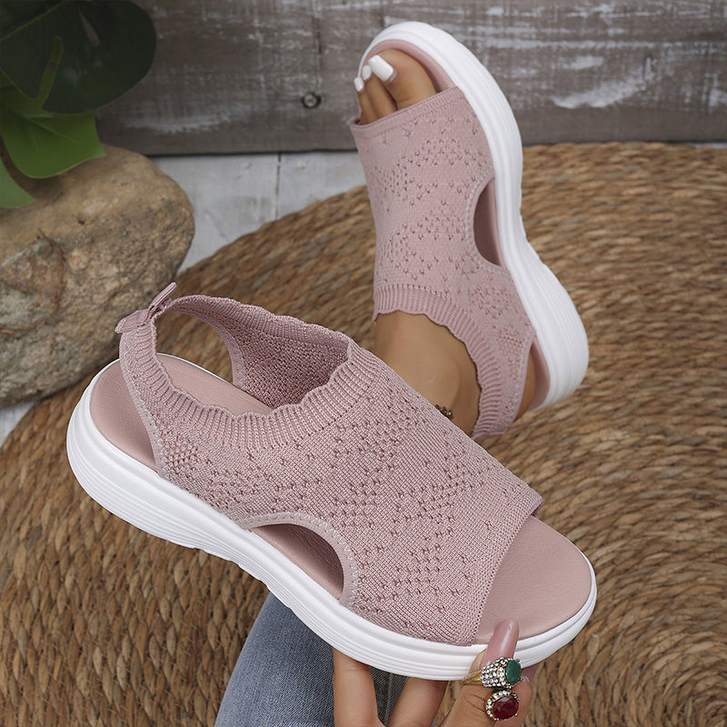 ⏳Time-Limited Special Price: ￡23.99!!🎁Women’s Knit Platform Sandals – Lightweight, Breathable & Arch-Supported 🏝️☁️  Cushioned Memory Foam Footbed • Non-Slip Sole • All-Day Comfort for Summer Walks, Holidays & City Days 🎁🇬🇧