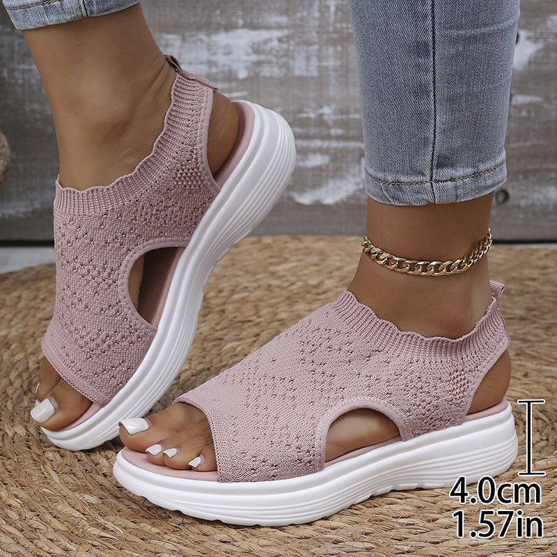 ⏳Time-Limited Special Price: ￡23.99!!🎁Women’s Knit Platform Sandals – Lightweight, Breathable & Arch-Supported 🏝️☁️  Cushioned Memory Foam Footbed • Non-Slip Sole • All-Day Comfort for Summer Walks, Holidays & City Days 🎁🇬🇧