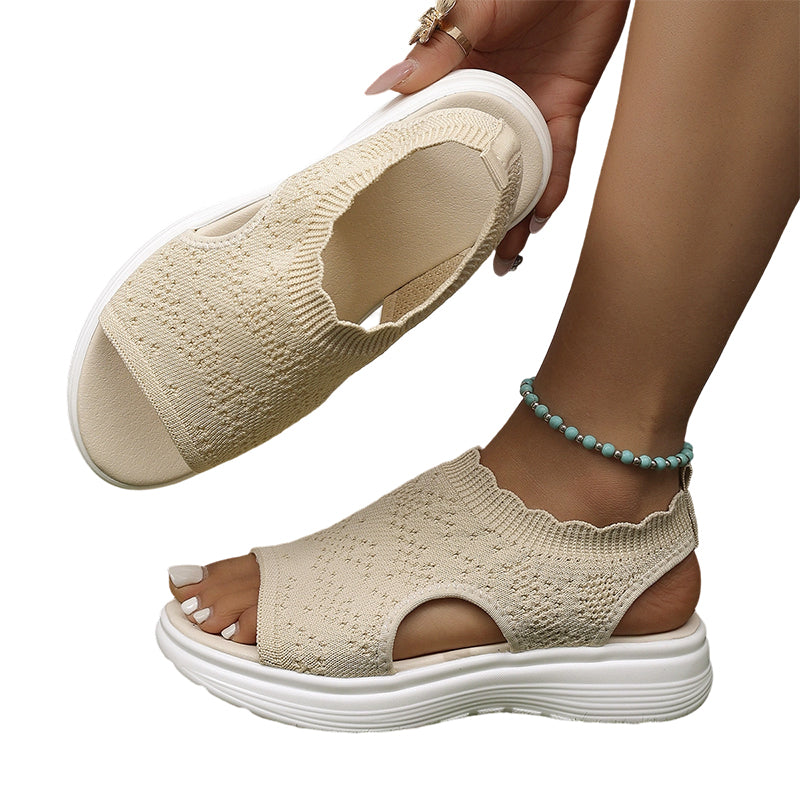 ⏳Time-Limited Special Price: ￡23.99!!🎁Women’s Knit Platform Sandals – Lightweight, Breathable & Arch-Supported 🏝️☁️  Cushioned Memory Foam Footbed • Non-Slip Sole • All-Day Comfort for Summer Walks, Holidays & City Days 🎁🇬🇧