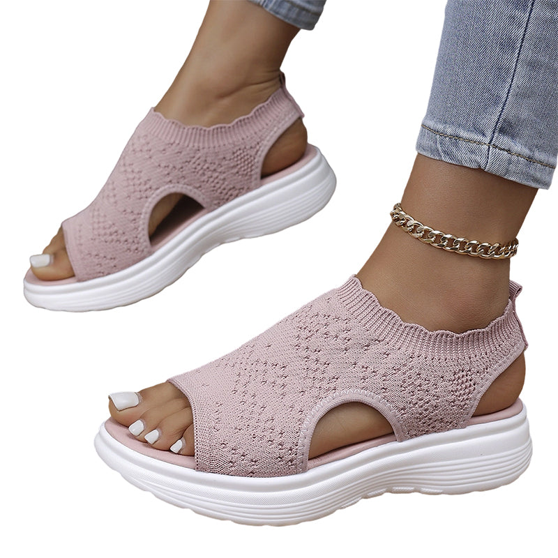 ⏳Time-Limited Special Price: ￡23.99!!🎁Women’s Knit Platform Sandals – Lightweight, Breathable & Arch-Supported 🏝️☁️  Cushioned Memory Foam Footbed • Non-Slip Sole • All-Day Comfort for Summer Walks, Holidays & City Days 🎁🇬🇧