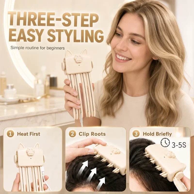 ⏳LAST DAY SALE ONLY ￡19.99!!🎉48K+ Sold 💇 Wireless Heated Volumizing Root Lift Clip, Portable Travel Hair Styling Tool for Flat Fine Hair
