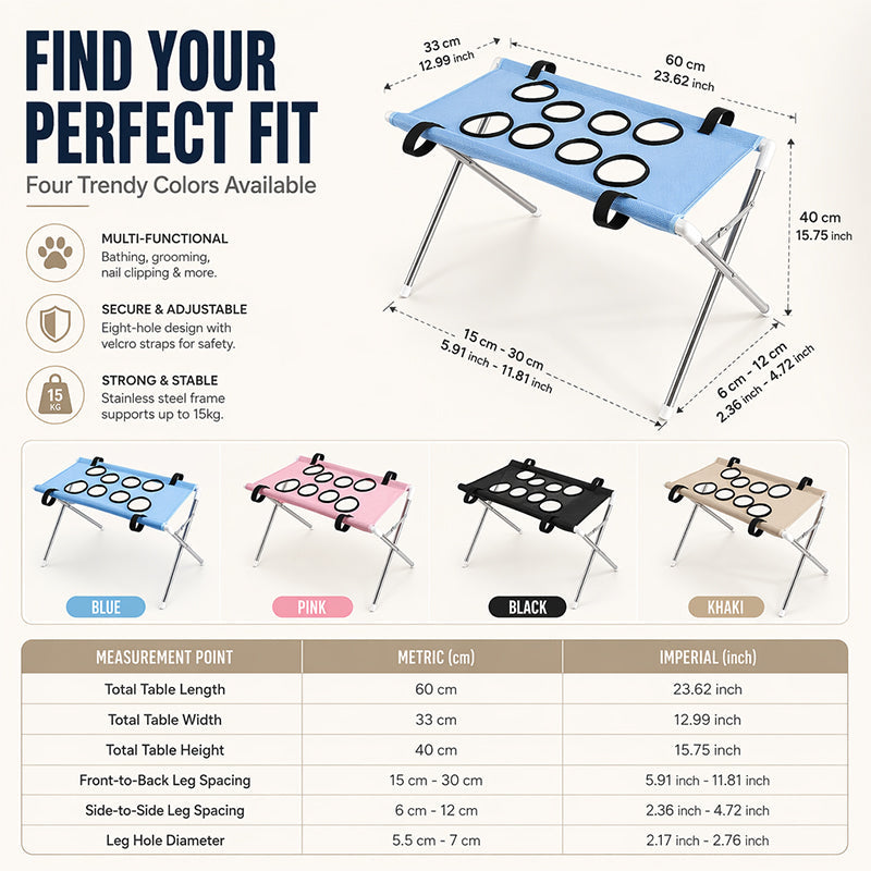 🐾49% OFF NOW ! ✂️2-in-1 Foldable Pet Grooming Bed – Breathable Mesh Cat & Dog Bathing Station with Storage Pockets, Home Pet Grooming Table