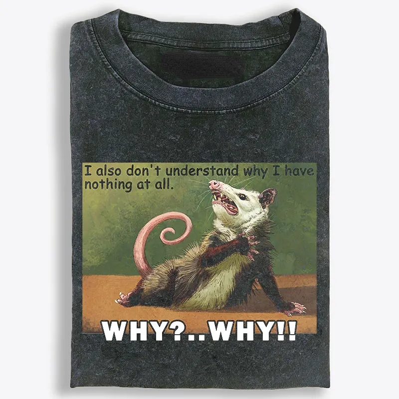 Possum's Existential Crisis Retro Washed T-Shirt | 100% Cotton | Streetwear Essential