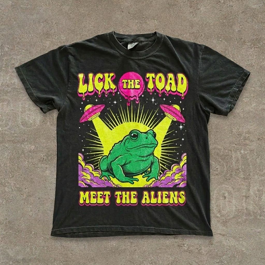 Psychedelic Frog UFO Alien Comfort T-Shirt