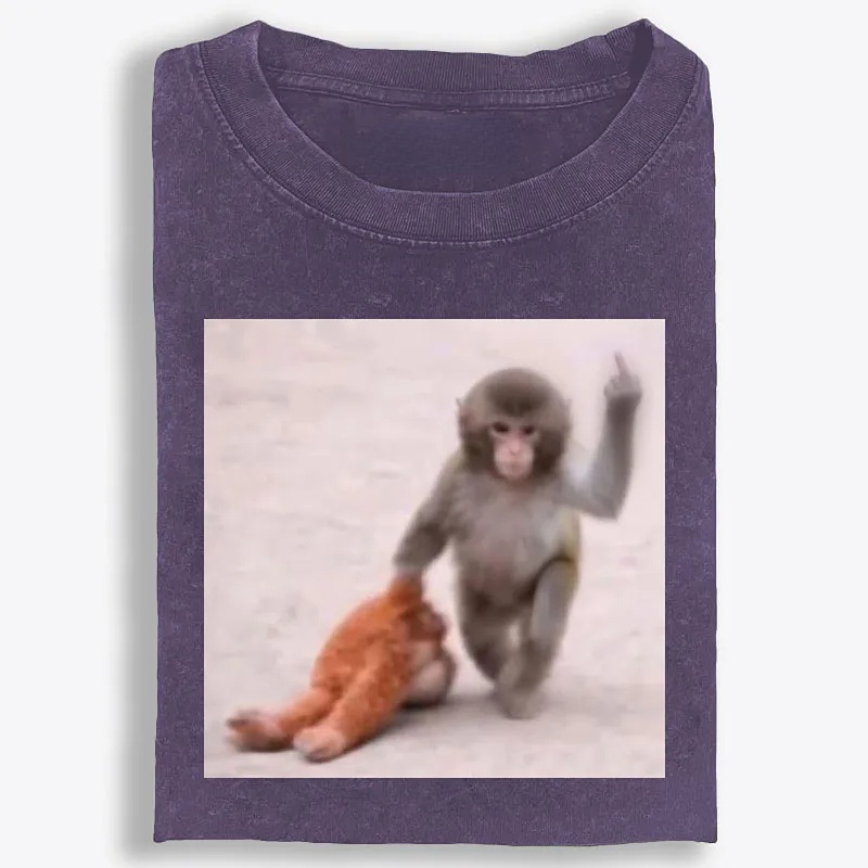 Punch-kun Monkey Meme Graphic Retro Washed T-Shirt | 100% Cotton | Streetwear Essential