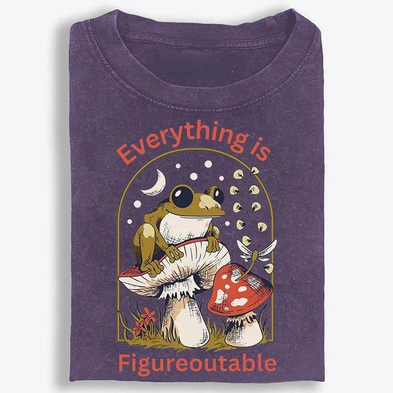Everything Is Figureoutable Frog Retro Washed T-Shirt | 100% Cotton | Streetwear Essential