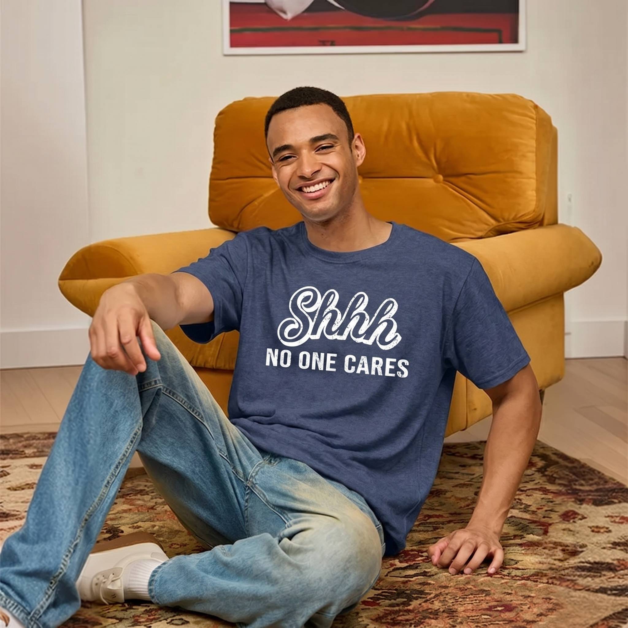 Shhh No One Care Ultra Soft Heather Tee