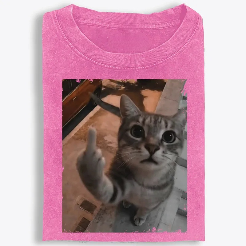 Cat's Unapologetic Vintage Salute Washed T-Shirt | 100% Cotton | Streetwear Essential