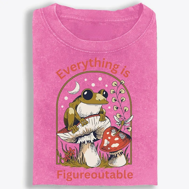 Everything Is Figureoutable Frog Retro Washed T-Shirt | 100% Cotton | Streetwear Essential