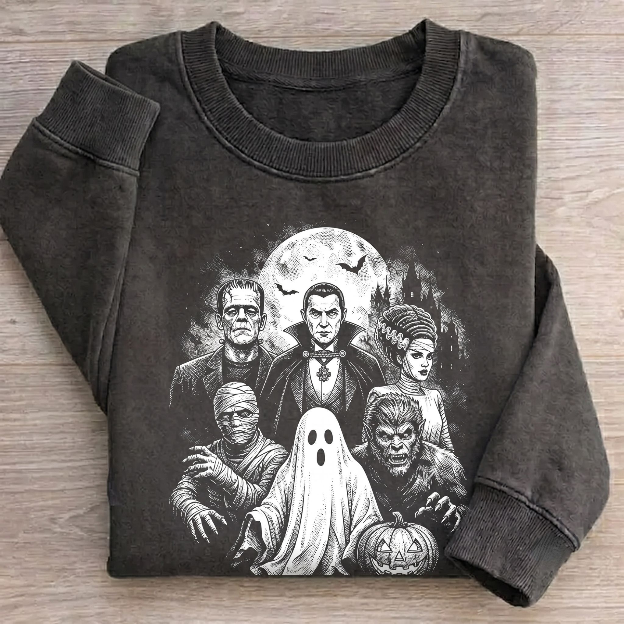 Vintage Halloween Monsters Spooky Sweatshirt