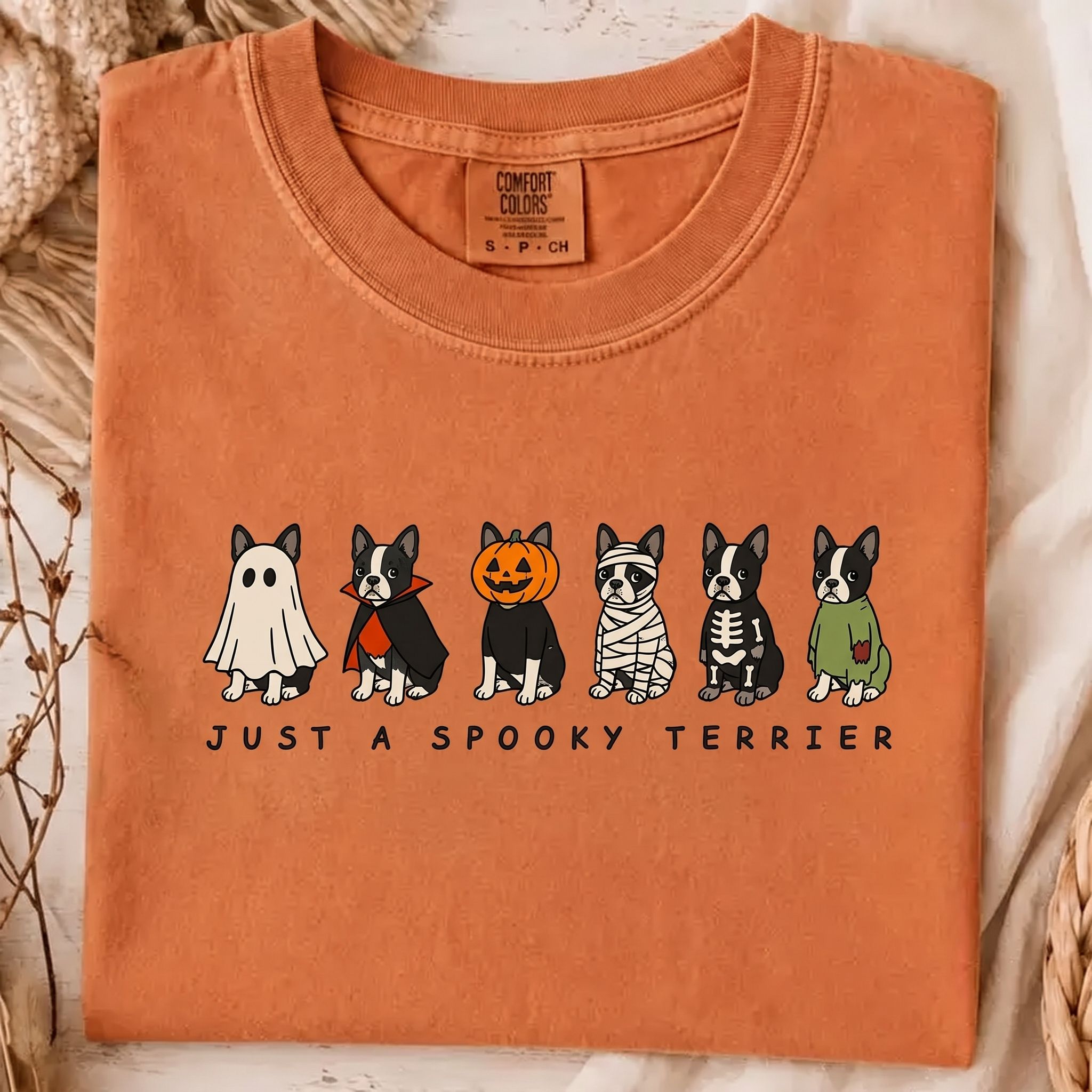 Spooky Boston Terrier Halloween T-shirt