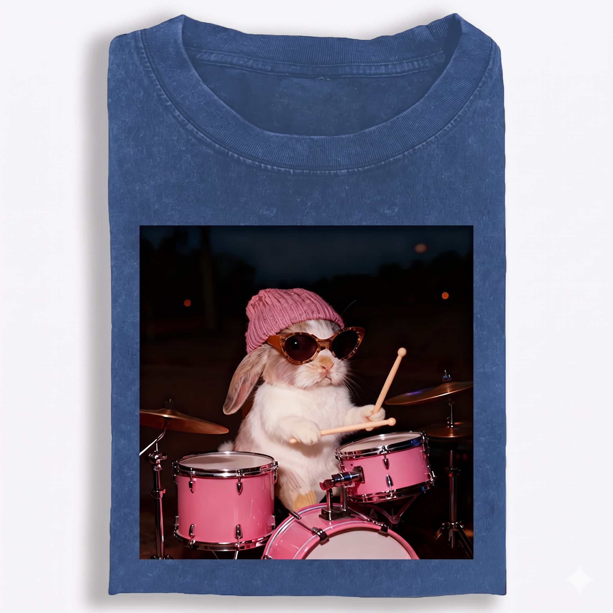 Bunny Rockin' Bunny Retro Washed T-Shirt | 100% Cotton | Streetwear Essential