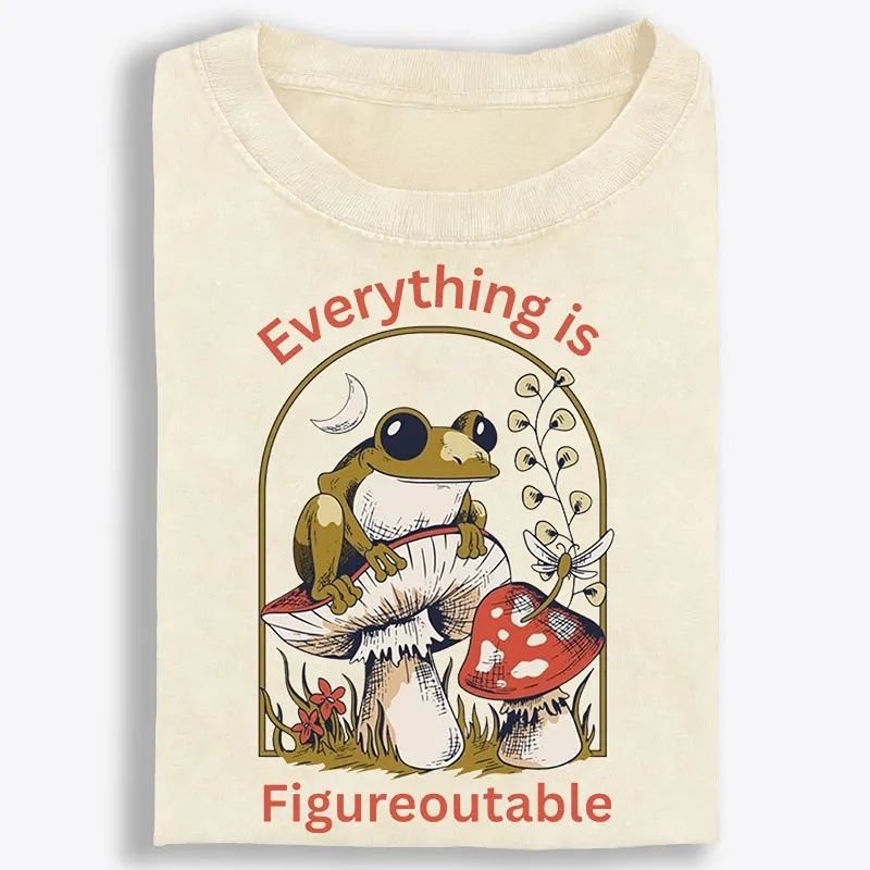 Everything Is Figureoutable Frog Retro Washed T-Shirt | 100% Cotton | Streetwear Essential