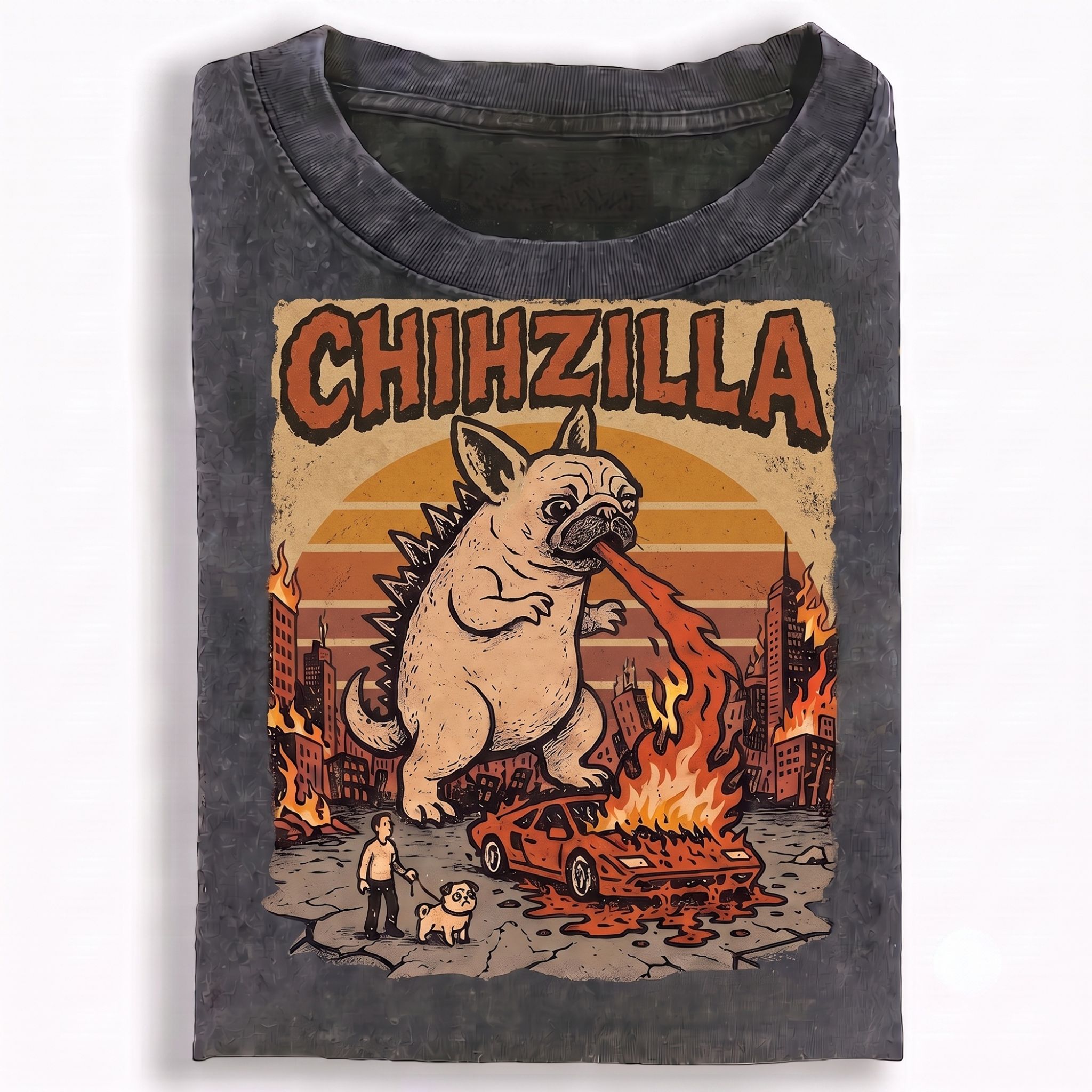 Retro Chihuahua Monster Fire T-Shirt