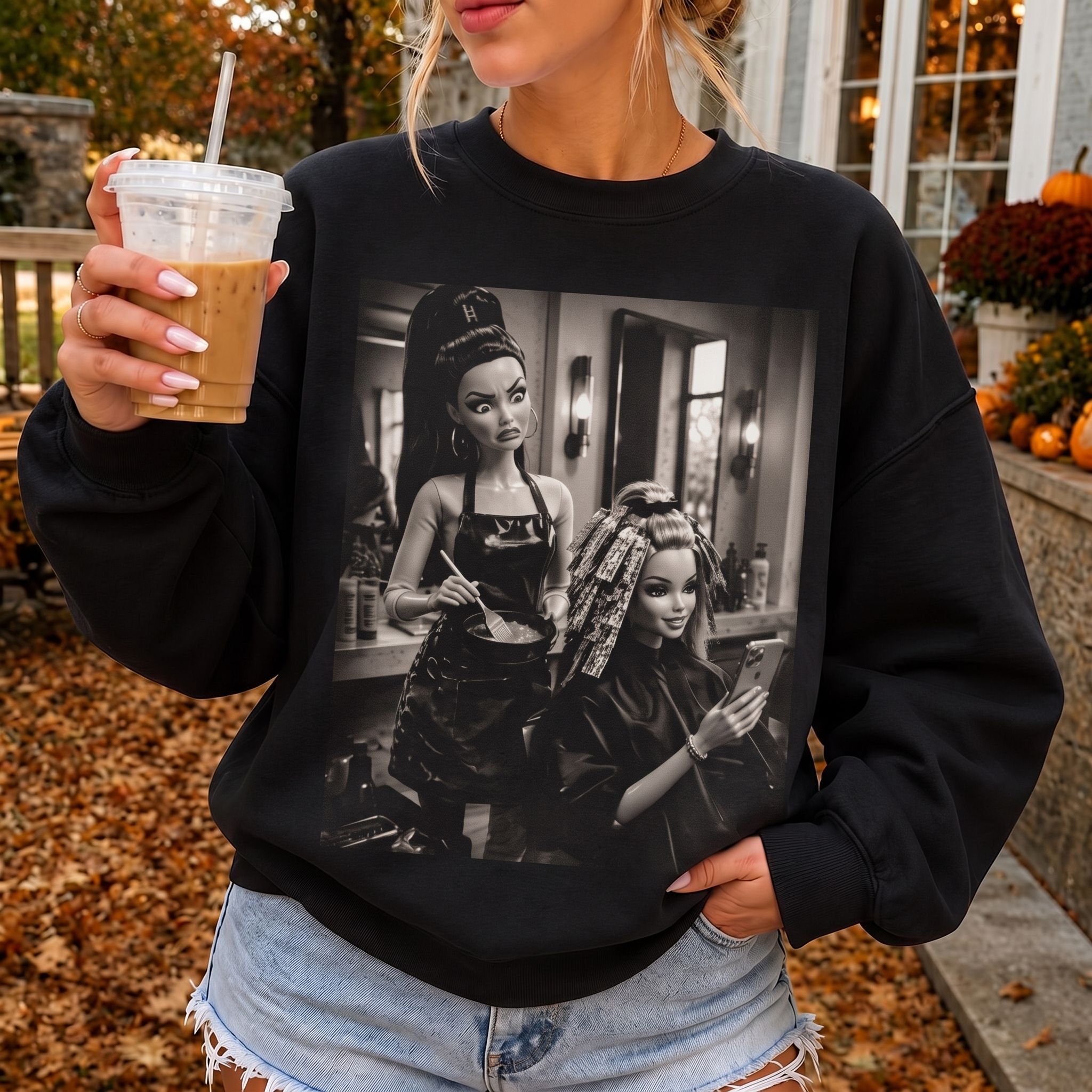 Funny Salon Doll Face Sweatshirt