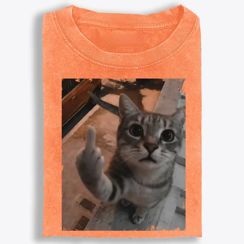 Cat's Unapologetic Vintage Salute Washed T-Shirt | 100% Cotton | Streetwear Essential