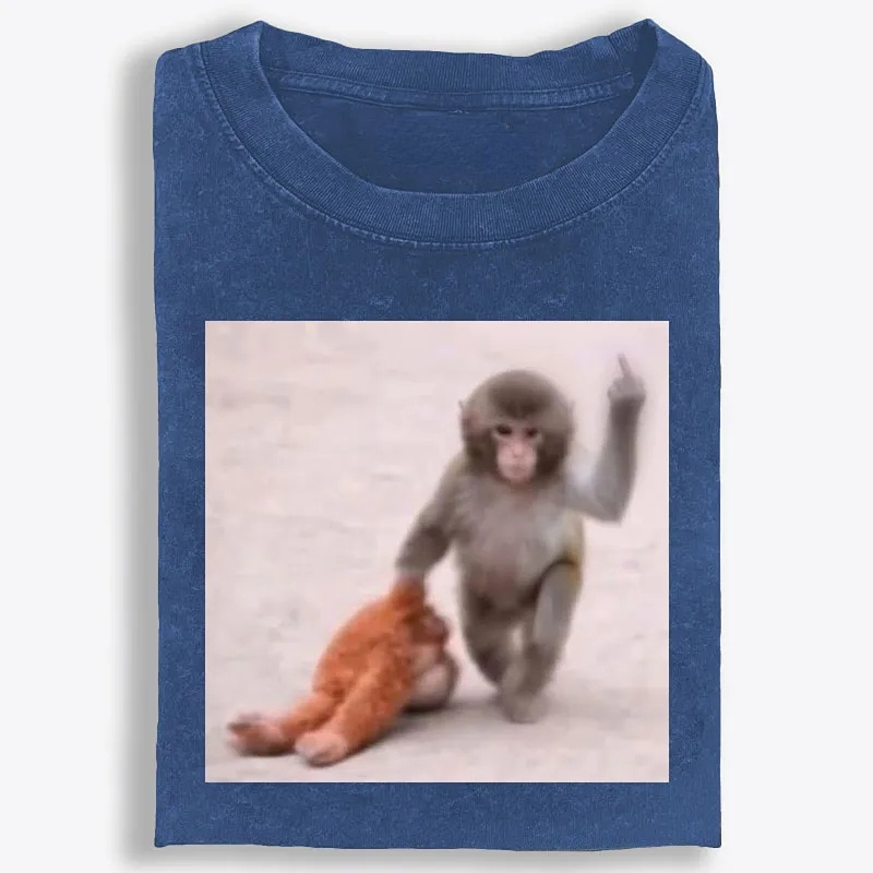 Punch-kun Monkey Meme Graphic Retro Washed T-Shirt | 100% Cotton | Streetwear Essential