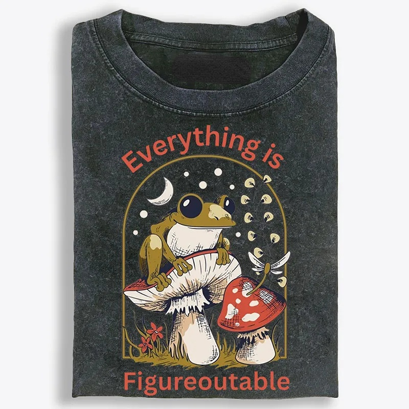 Everything Is Figureoutable Frog Retro Washed T-Shirt | 100% Cotton | Streetwear Essential