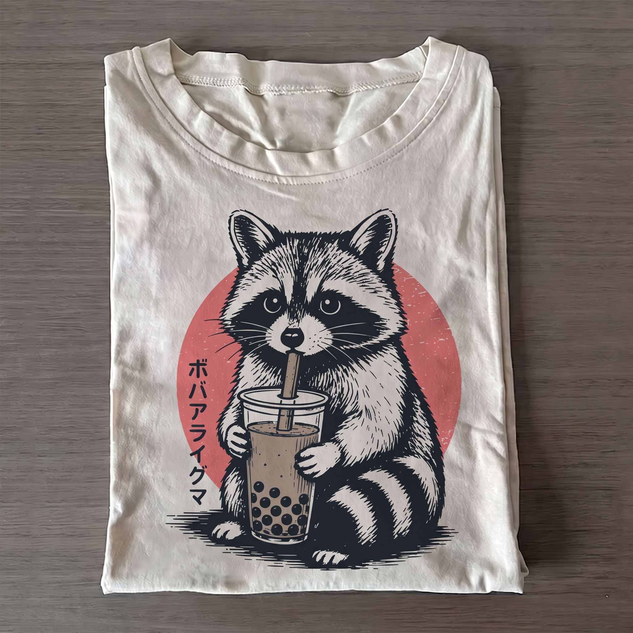 Cute Raccoon Drinking Boba Tea T-shirt