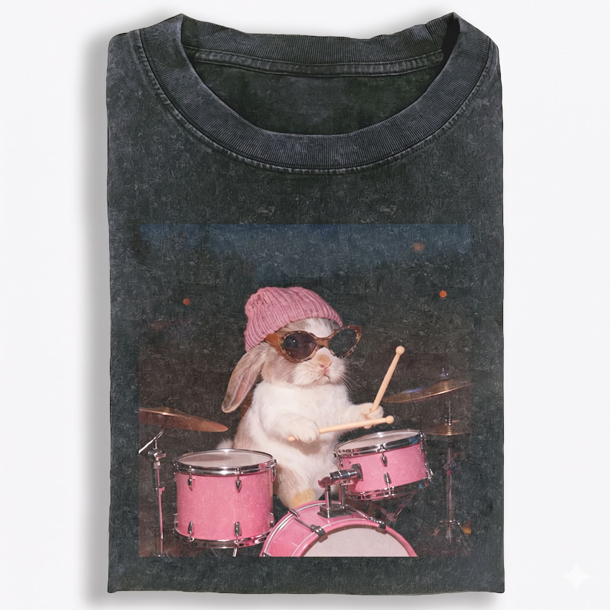 Bunny Rockin' Bunny Retro Washed T-Shirt | 100% Cotton | Streetwear Essential