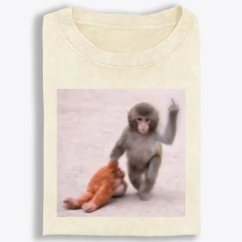 Punch-kun Monkey Meme Graphic Retro Washed T-Shirt | 100% Cotton | Streetwear Essential