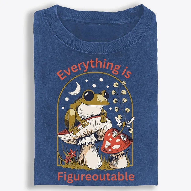 Everything Is Figureoutable Frog Retro Washed T-Shirt | 100% Cotton | Streetwear Essential