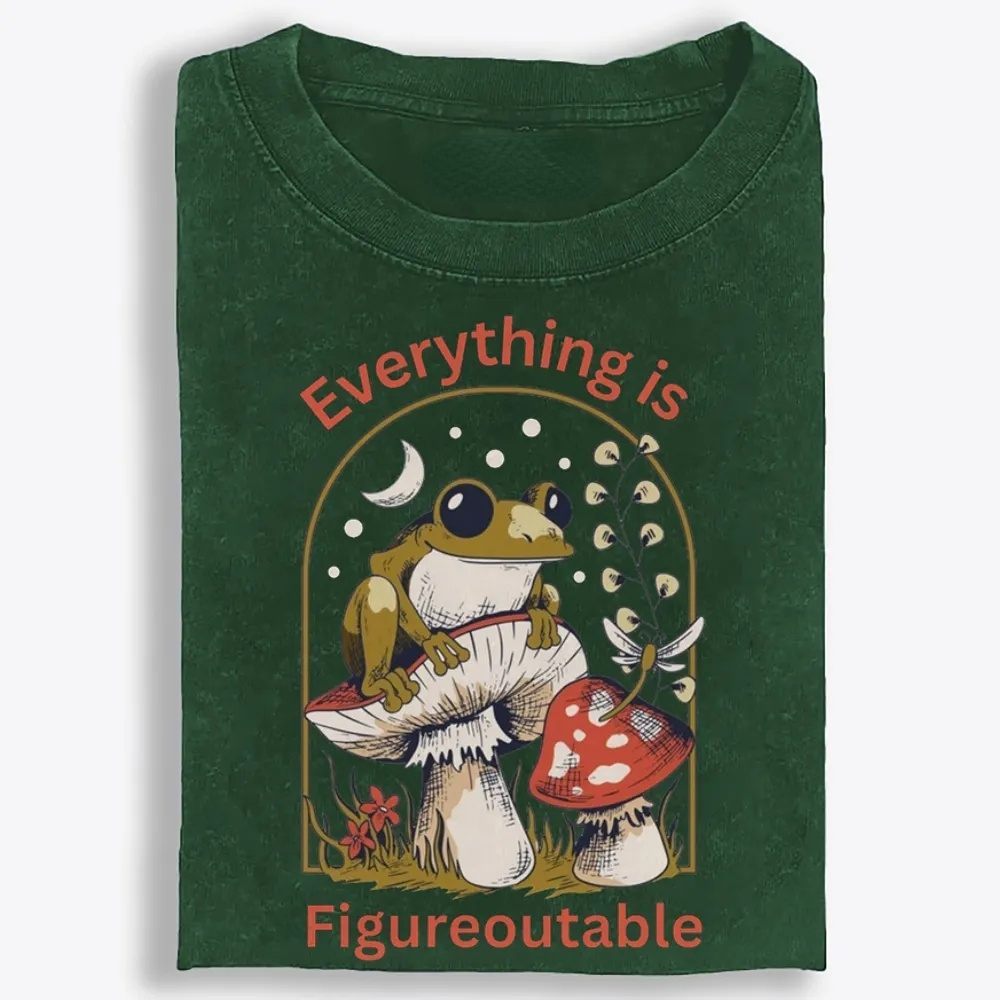 Everything Is Figureoutable Frog Retro Washed T-Shirt | 100% Cotton | Streetwear Essential