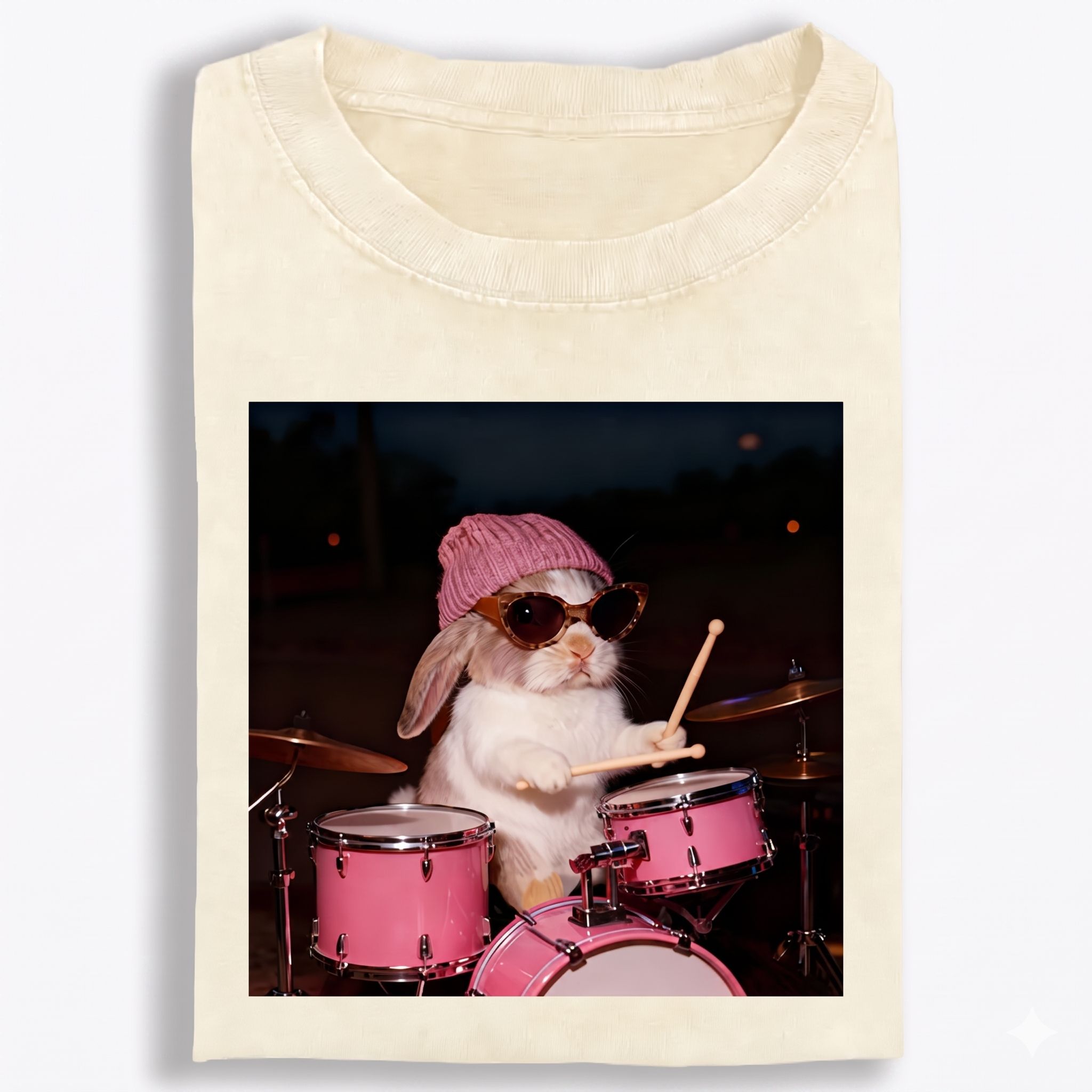 Bunny Rockin' Bunny Retro Washed T-Shirt | 100% Cotton | Streetwear Essential