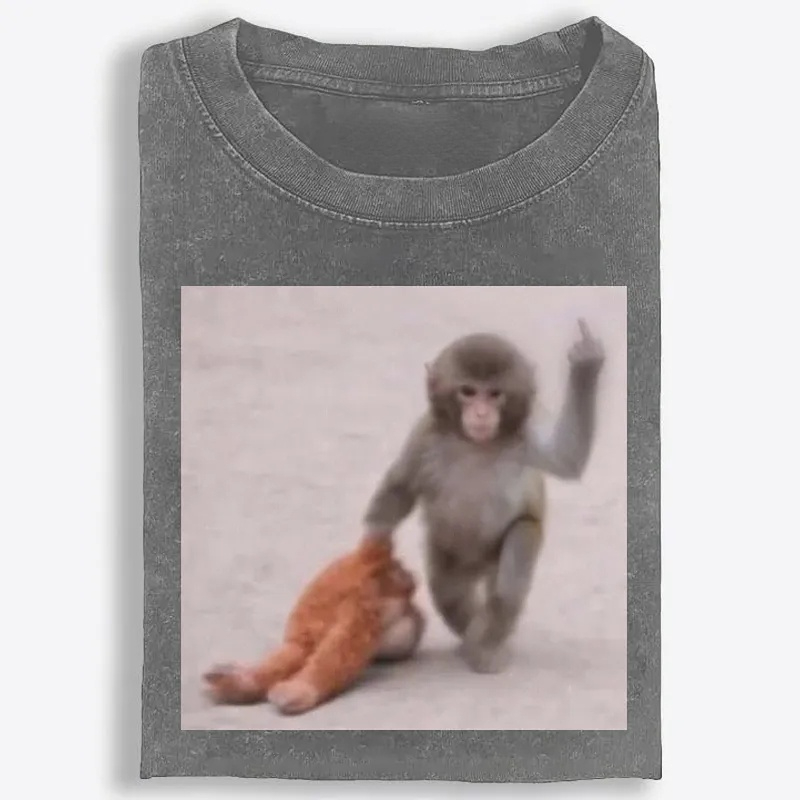 Punch-kun Monkey Meme Graphic Retro Washed T-Shirt | 100% Cotton | Streetwear Essential