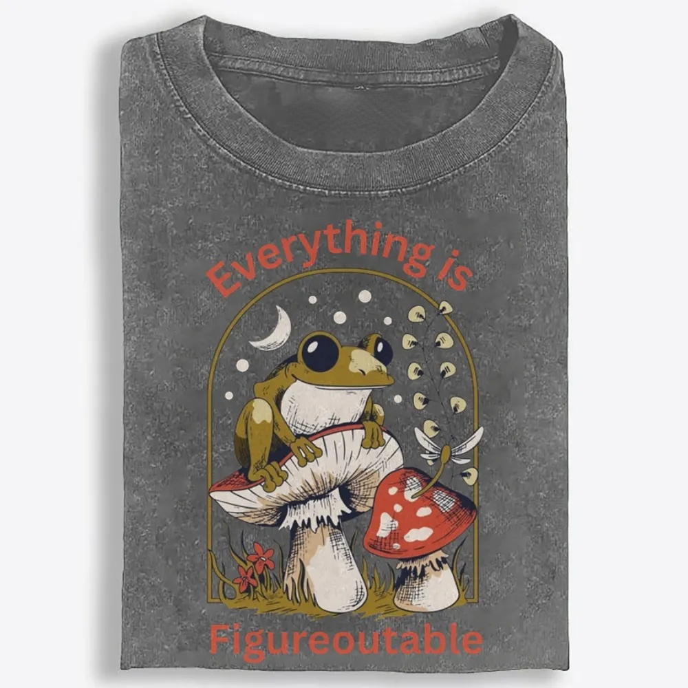 Everything Is Figureoutable Frog Retro Washed T-Shirt | 100% Cotton | Streetwear Essential