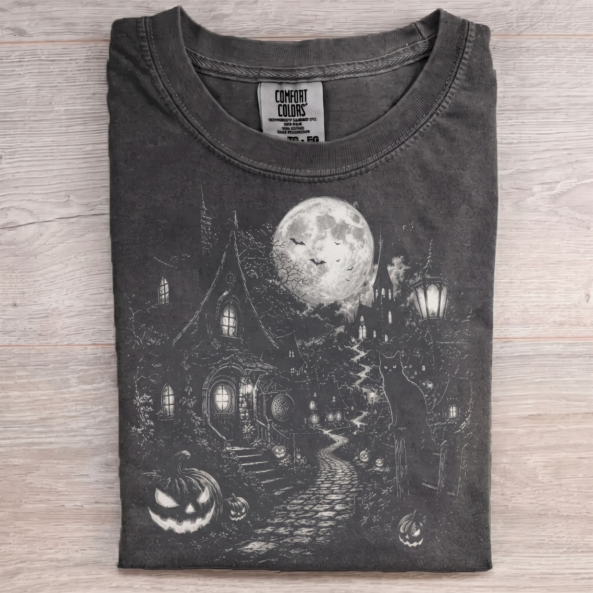 Cozy Haunted Village Halloween T-shirt