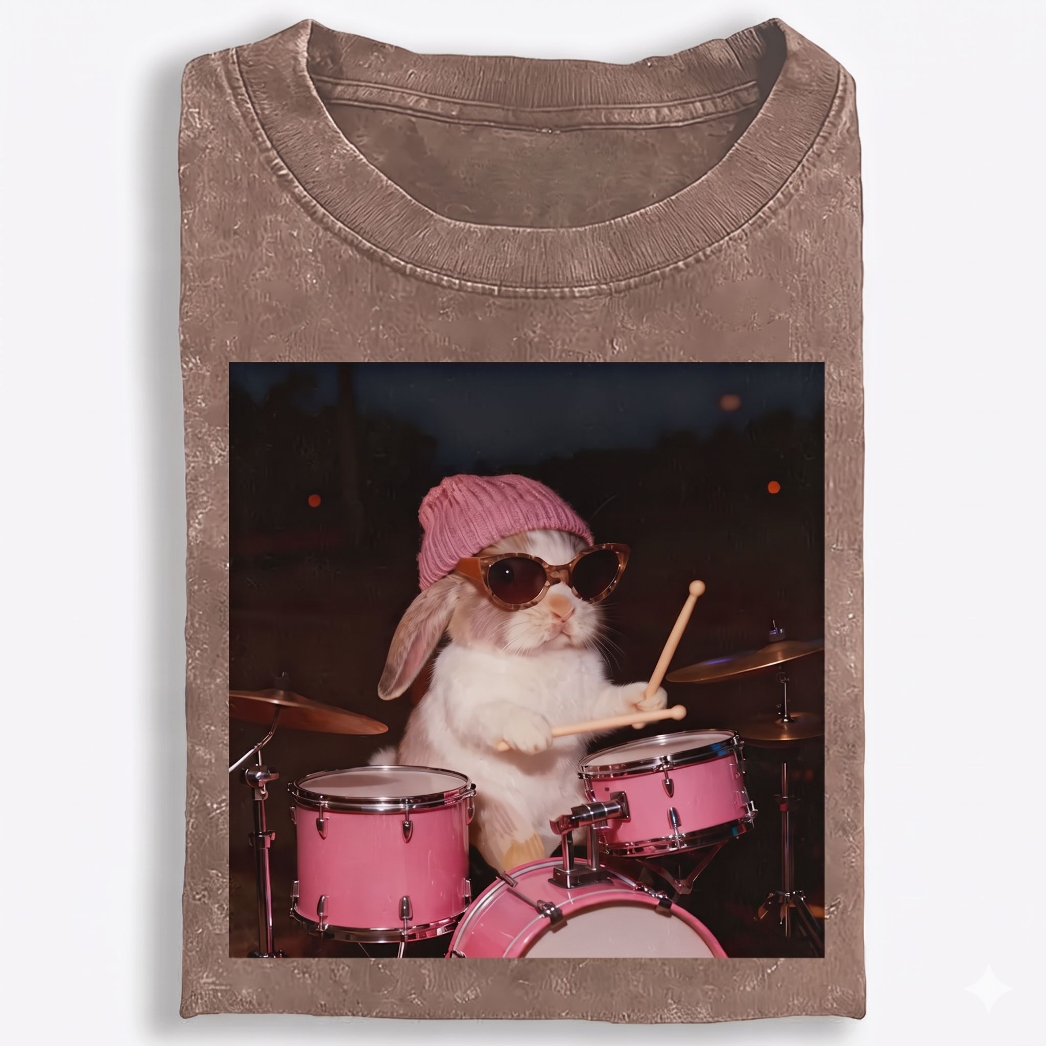 Bunny Rockin' Bunny Retro Washed T-Shirt | 100% Cotton | Streetwear Essential
