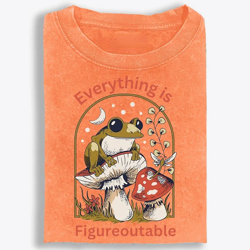 Everything Is Figureoutable Frog Retro Washed T-Shirt | 100% Cotton | Streetwear Essential