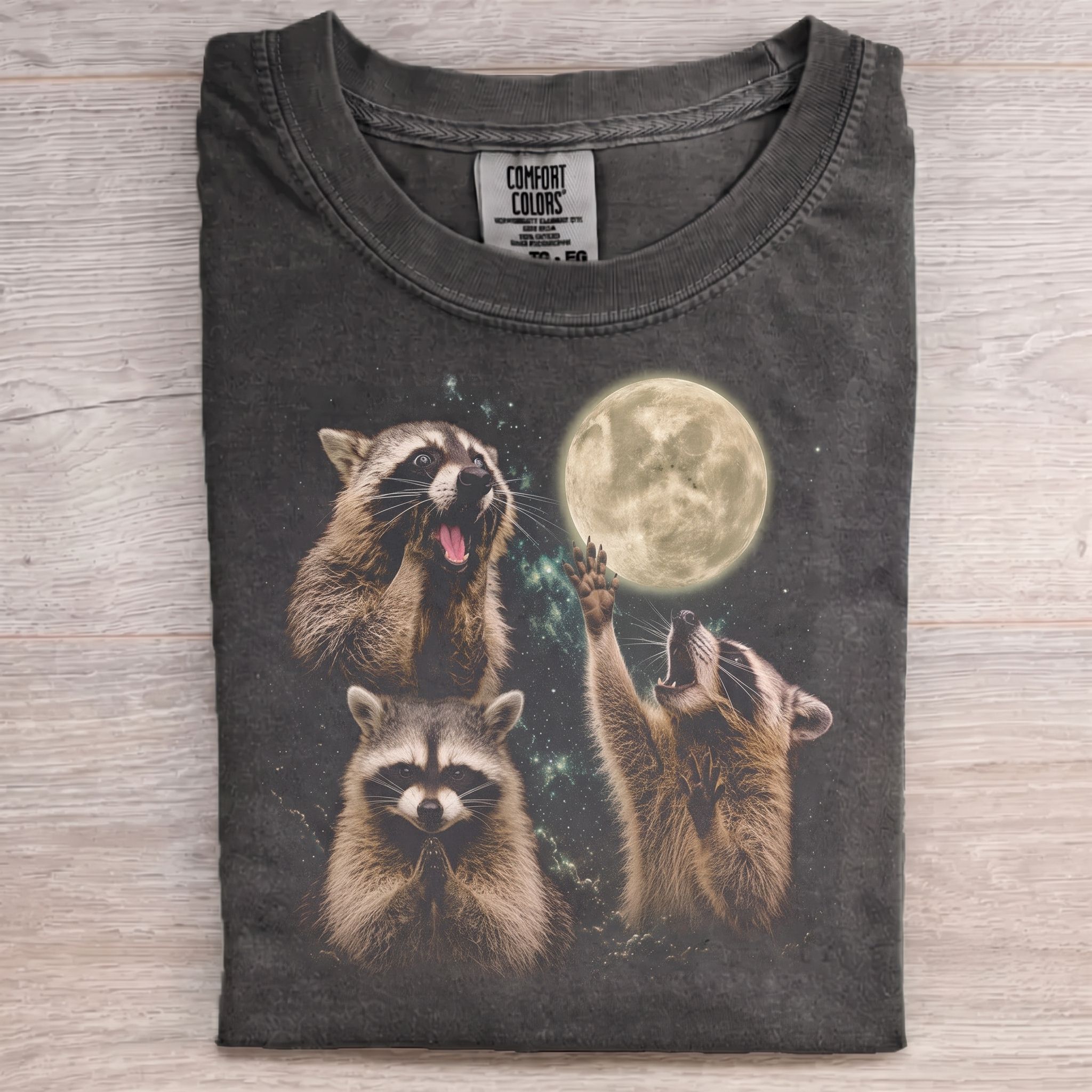 Three Raccoons Moon T-shirt