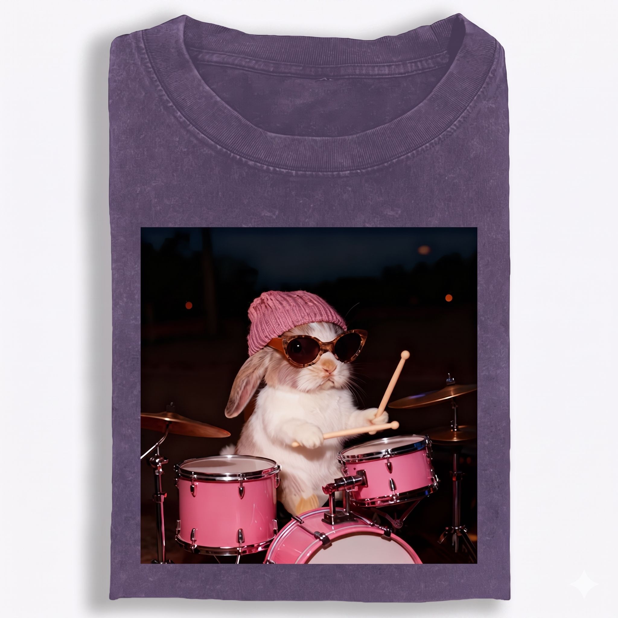 Bunny Rockin' Bunny Retro Washed T-Shirt | 100% Cotton | Streetwear Essential