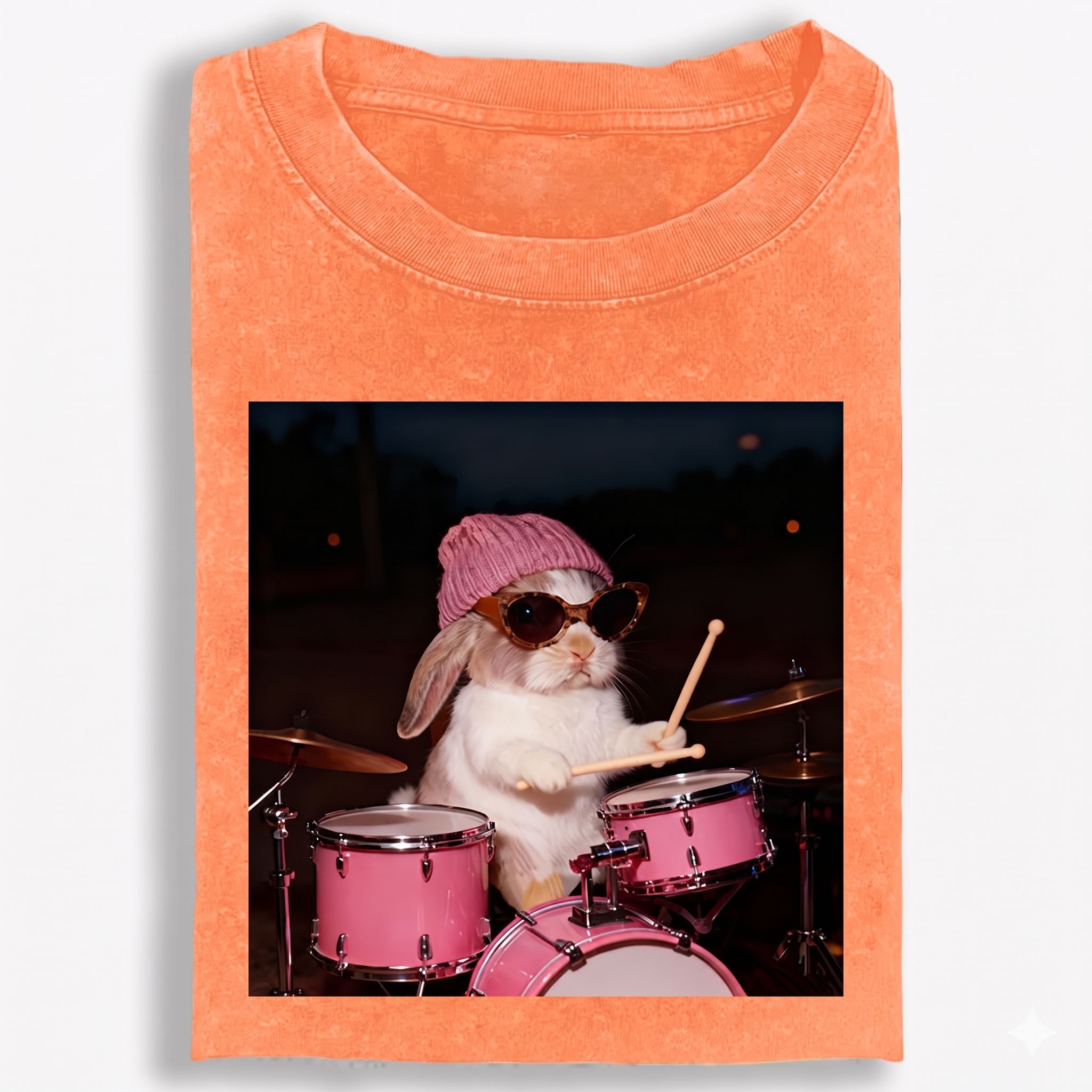 Bunny Rockin' Bunny Retro Washed T-Shirt | 100% Cotton | Streetwear Essential