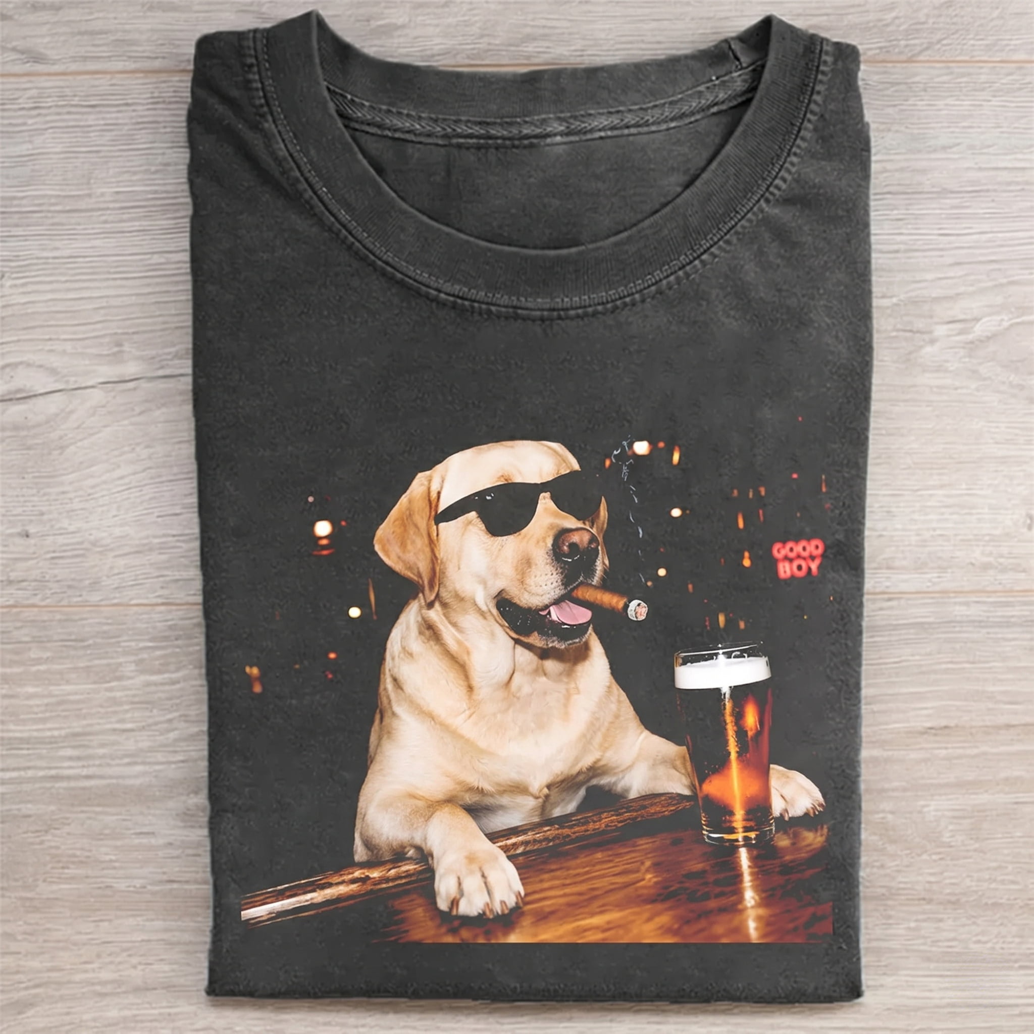 Labrador Retriever Drinking Beer Graphic T-shirt