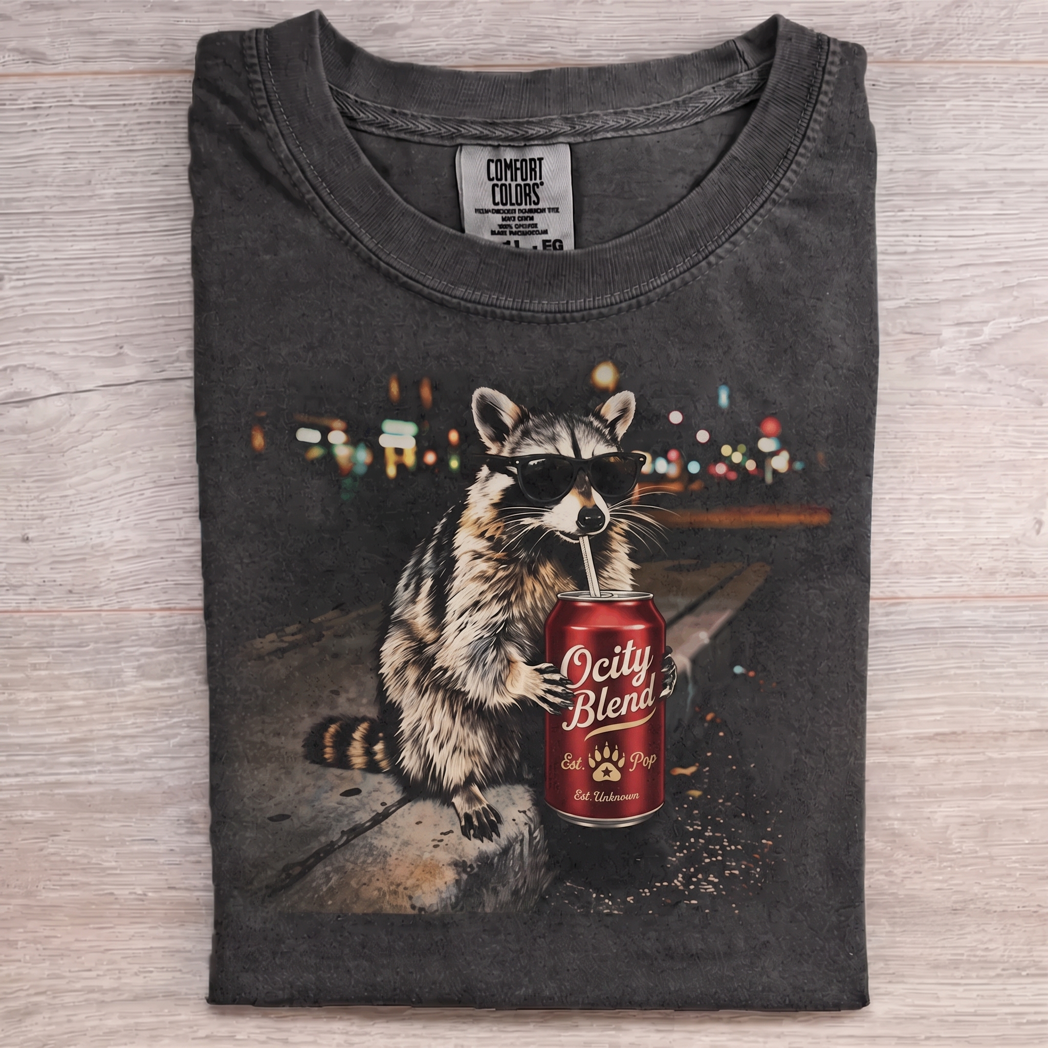 Raccoon Drinking Soda T-shirt