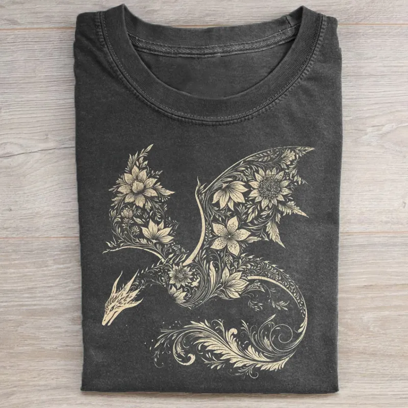 Floral Dragon Graphic T-shirt